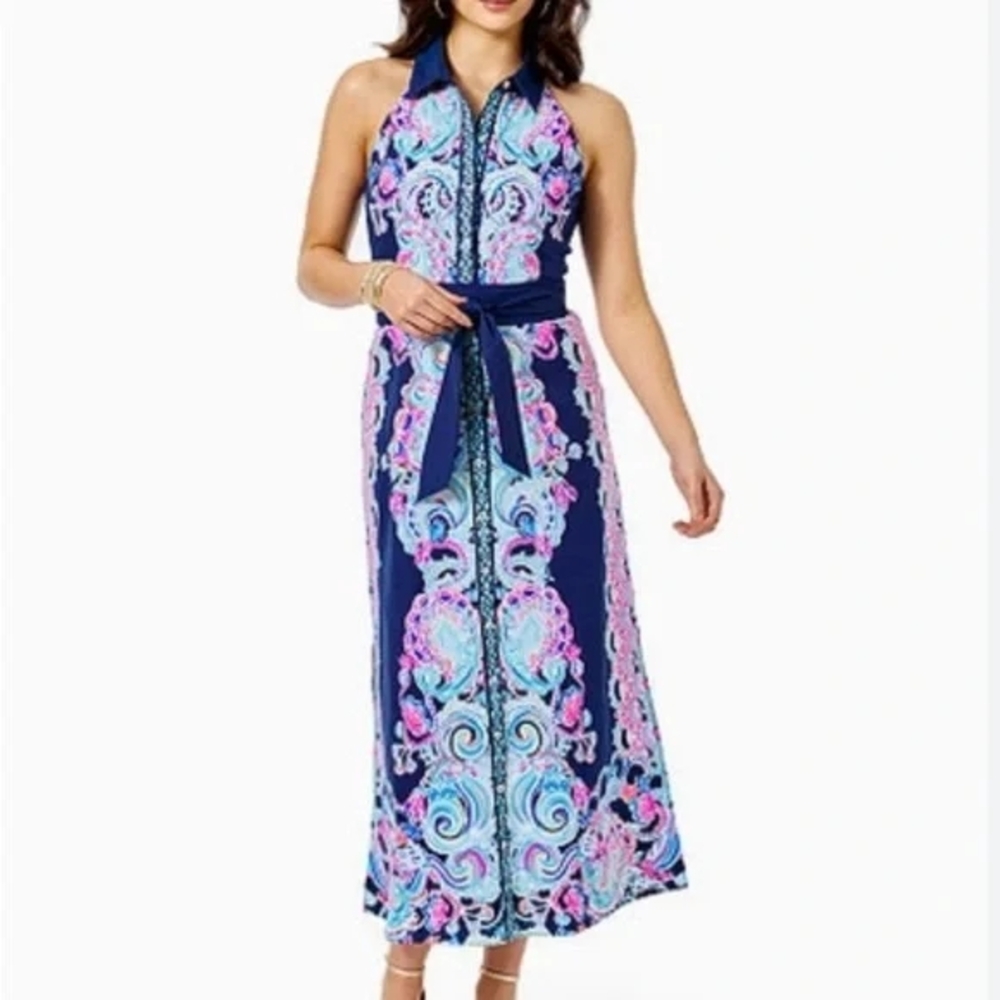 Lilly Pulitzer Purple and Blue Halter Sundress